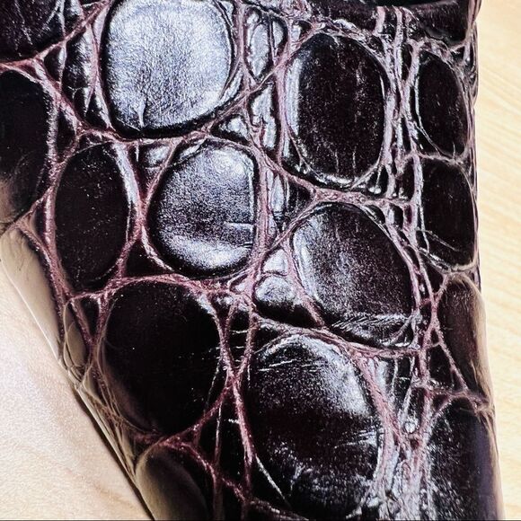Charles David pointed toe crocodile Leather heels sz 8B Dark Plum - Picture 10 of 10
